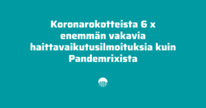 Koronarokotteesta 6 x enemmän vakavia haittavaikutuksia kuin Pandemrixista.