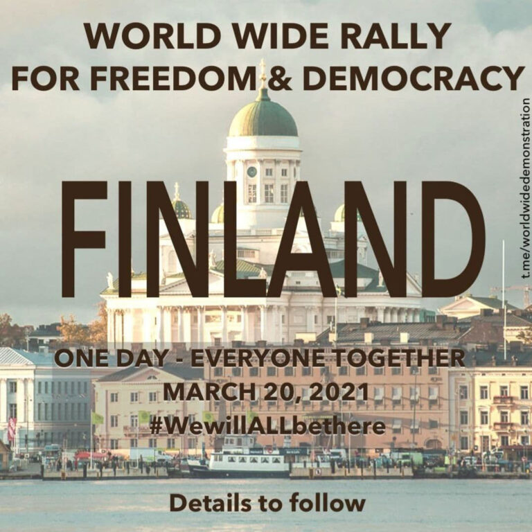 Vapauden puolesta -mielenosoitus lauantaina 20.3.2021 klo 14 – 17