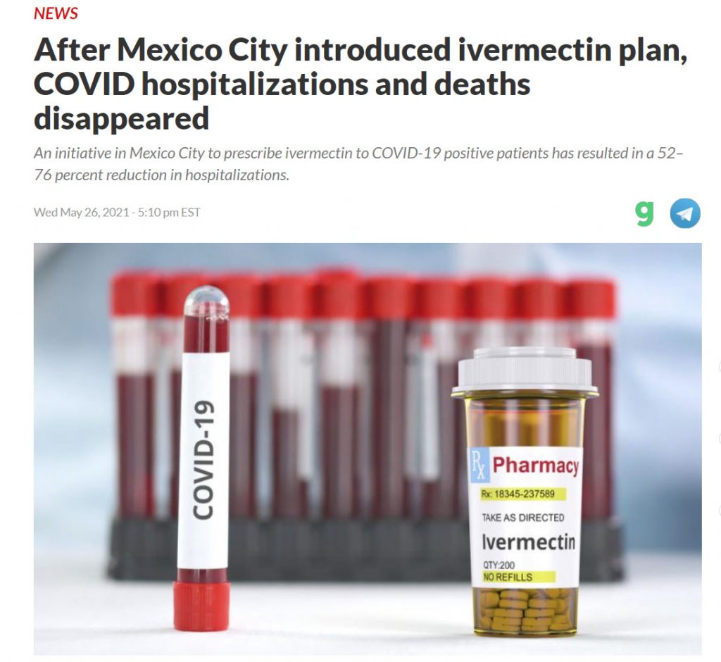 After Mexico City introduced ivermectin plan, COVID hospitalizations and deaths disappeared.