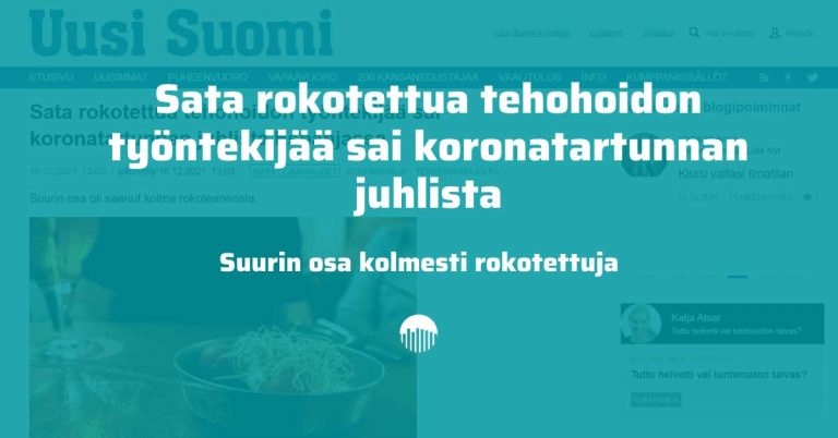 Sata rokotettua tehohoidon työntekijää sai koronatartunnan juhlista, uutisoi Uusi Suomi
