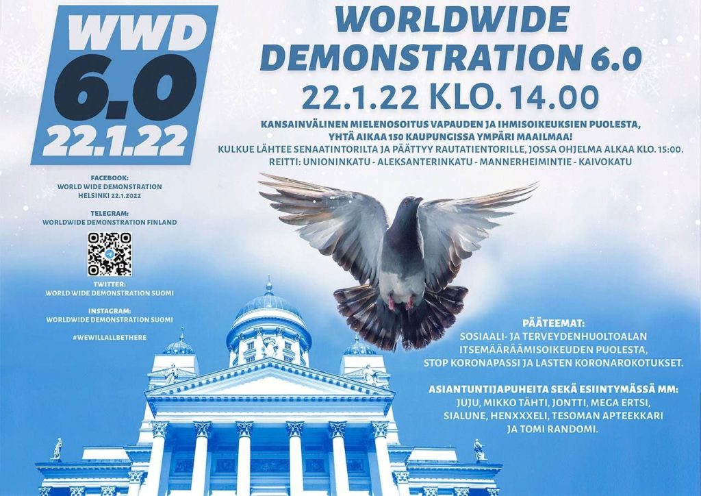 Worldwide Demonstration 6.0 22.1.2022 klo 14.00 Helsinki.